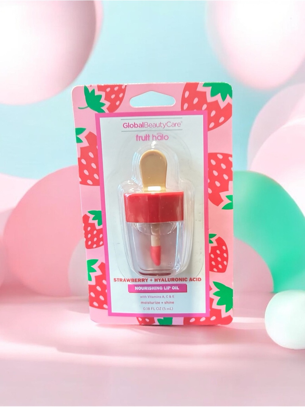 Fruit Halo Strawberry Nourishing Lip Oil - Red